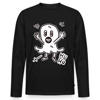 Halloween Geist Gespenst Mitternacht gruselig Kind - Männer Premium Bio Langarmshirt - Schwarz - Vorne - Nico (187cm)