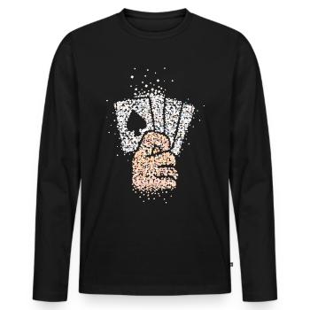 Tours de cartes Illusionniste Carte Magique Jeu de cartes - T-shirt manches longues Premium bio Homme - noir - Devant - Nico (187cm)