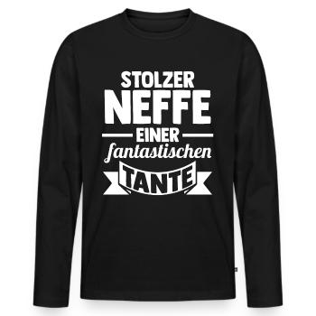 Tante Neffe - Männer Premium Bio Langarmshirt - Schwarz - Vorne - Nico (187cm)