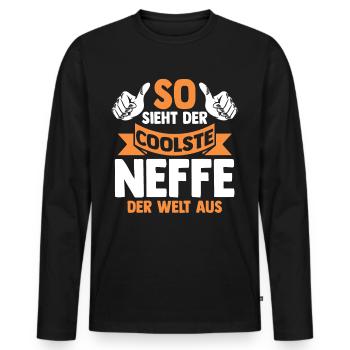 Coolste Neffe - Männer Premium Bio Langarmshirt - Schwarz - Vorne - Nico (187cm)