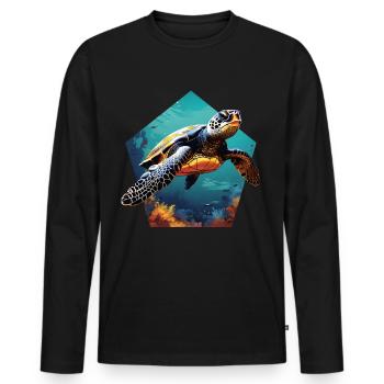 Turtle 3D Optics Sea Turtle in the Sea - Men's Premium Organic Long Sleeve Shirt - black - Front - Nico (187cm)