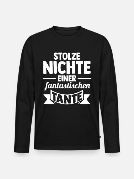 Tante Nichte - Männer Premium Bio Langarmshirt - Schwarz