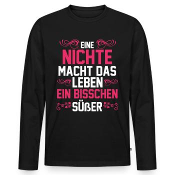 Nichte - Männer Premium Bio Langarmshirt - Schwarz - Vorne - Nico (187cm)