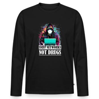 Renifler les réseaux, pas les drogues pour les - T-shirt manches longues Premium bio Homme - noir - Devant - Nico (187cm)