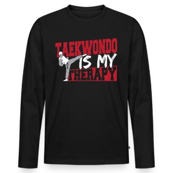 L’art martial Taekwondo est ma thérapie Taekwondo - T-shirt manches longues Premium bio Homme - noir - Devant - Nico (187cm)