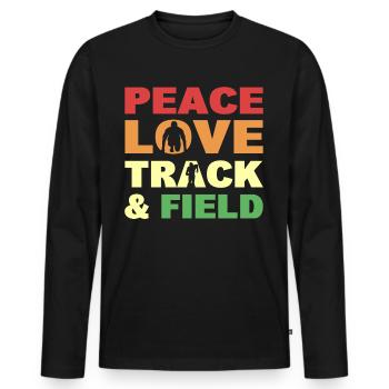 Paix Amour Athlétisme Athlétisme - T-shirt manches longues Premium bio Homme - noir - Devant - Nico (187cm)