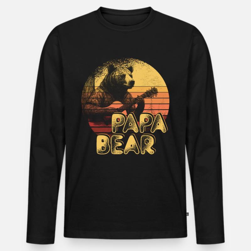 Papa Bear - Männer Premium Bio Langarmshirt - Schwarz