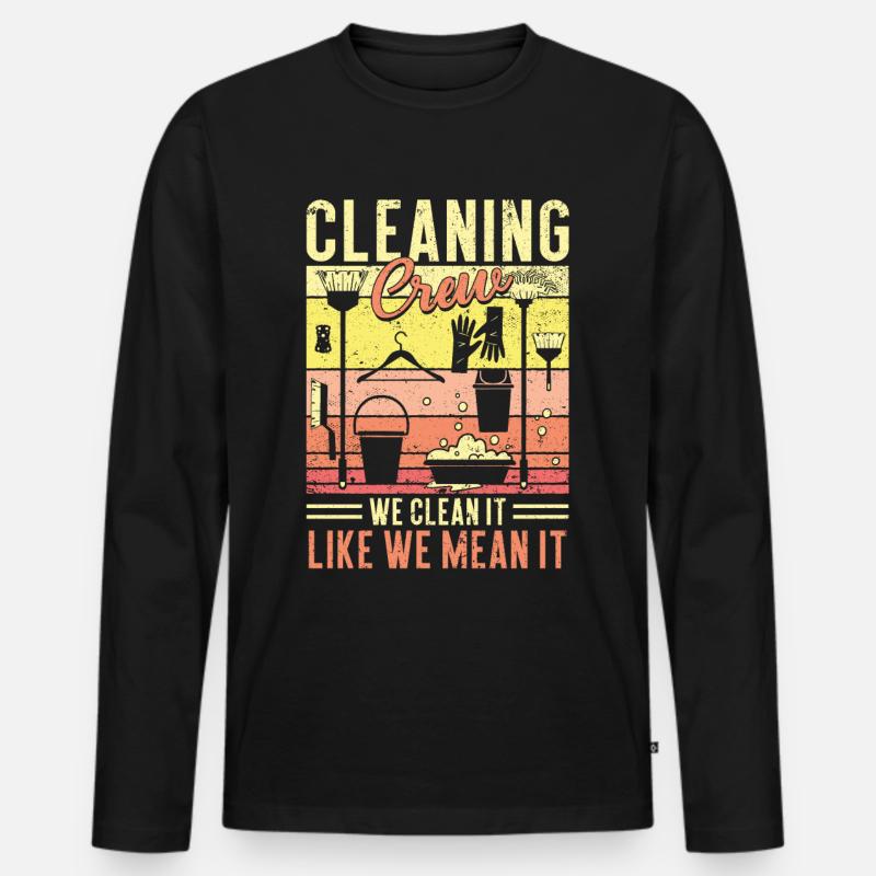 Cleaning Crew - Männer Premium Bio Langarmshirt - Schwarz