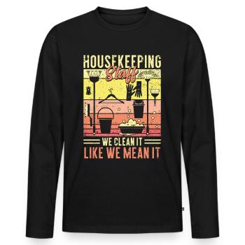 Housekeeping Staff - Men's Premium Organic Long Sleeve Shirt - black - Front - Nico (187cm)