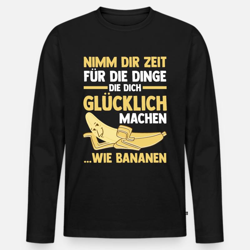Früchte Banane - Männer Premium Bio Langarmshirt - Schwarz