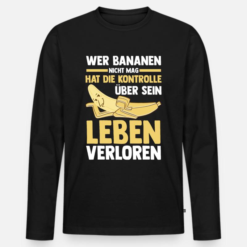 Früchte Banane - Männer Premium Bio Langarmshirt - Schwarz