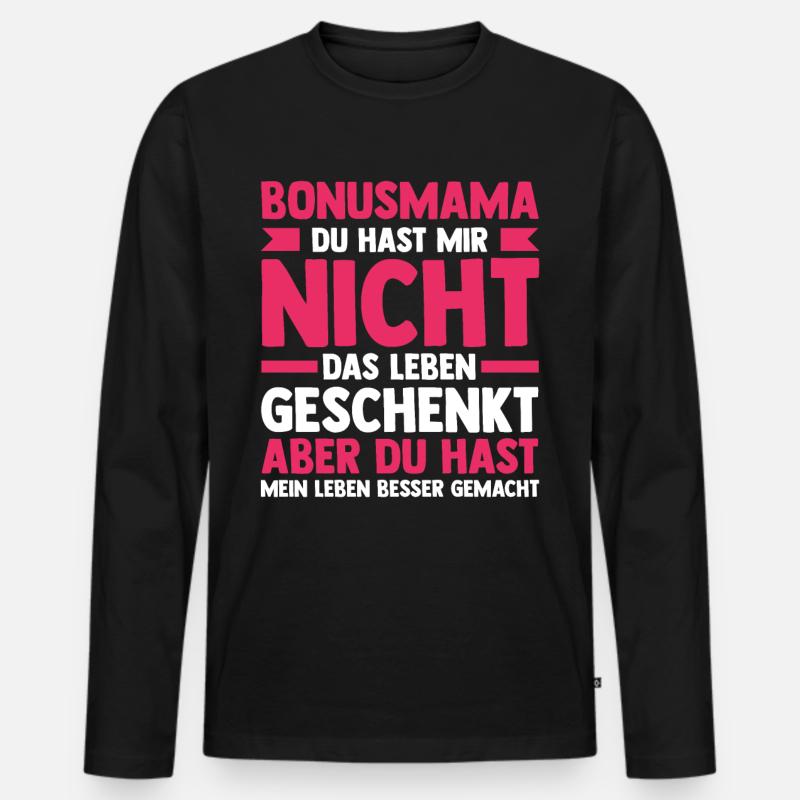 Stiefmutter Stiefmama Bonusmama - Männer Premium Bio Langarmshirt - Schwarz