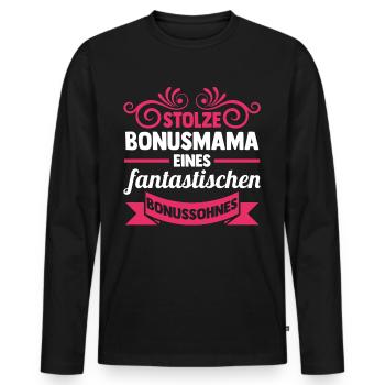Stiefmutter Stiefmama Bonusmama - Männer Premium Bio Langarmshirt - Schwarz - Vorne - Nico (187cm)