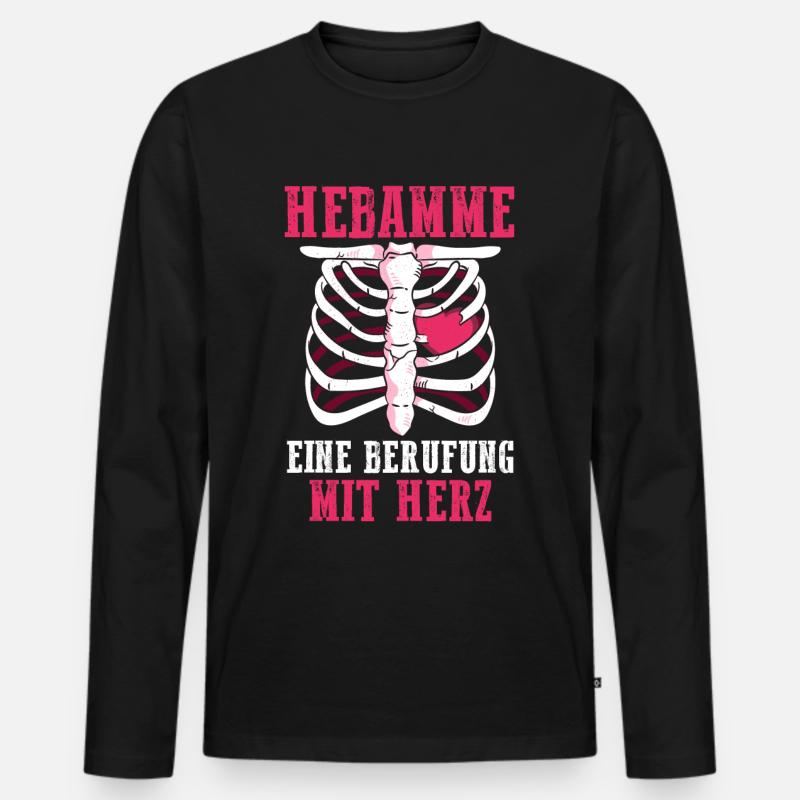 Geburtshelferin Hebamme - Männer Premium Bio Langarmshirt - Schwarz