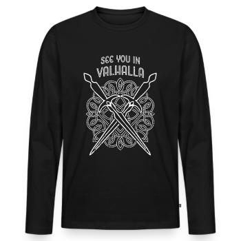 Rendez-vous au Valhalla Viking Valhalla médiéval - T-shirt manches longues Premium bio Homme - noir - Devant - Nico (187cm)