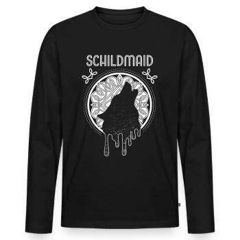 Schildmaid Wikinger Odins Wolf Wölfe Winkingerin - Männer Premium Bio Langarmshirt - Schwarz - Vorne - Nico (187cm)
