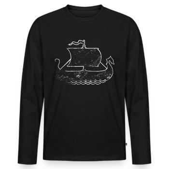 Wikinger Mittelaltermarkt Boot Langboot Ruderer - Männer Premium Bio Langarmshirt - Schwarz - Vorne - Nico (187cm)