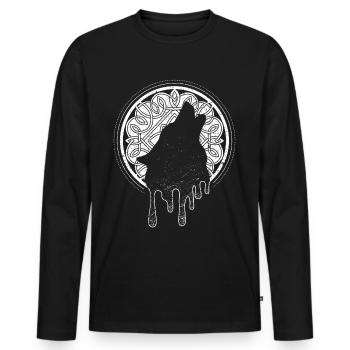 Wolf Wölfe Winkinger Mittelalter Mythologie Odin - Männer Premium Bio Langarmshirt - Schwarz - Vorne - Nico (187cm)
