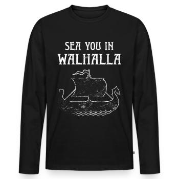 Viking Bateau Longboat Vacances à la plage Vacances d’été - T-shirt manches longues Premium bio Homme - noir - Devant - Nico (187cm)