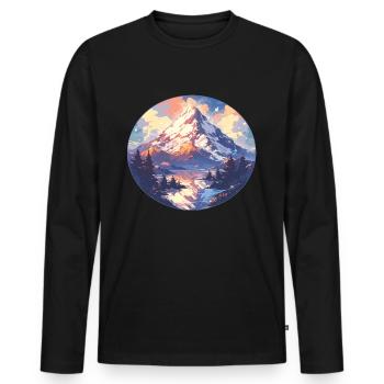 Mountain Mountains Mountain Mountains Mountain Landscape Mountaineer - Men's Premium Organic Long Sleeve Shirt - black - Front - Nico (187cm)