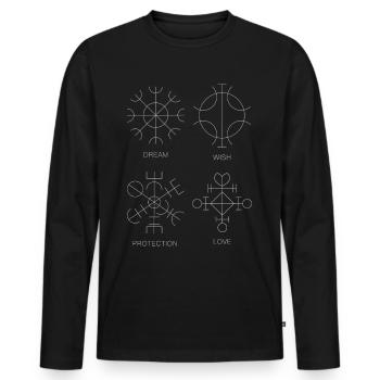 Runen Schutzrunen Wikinger Mittelalter Germanen - Männer Premium Bio Langarmshirt - Schwarz - Vorne - Nico (187cm)