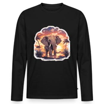 Elephant Elephant Pachyderm Animal Africa Safari - Men's Premium Organic Long Sleeve Shirt - black - Front - Nico (187cm)