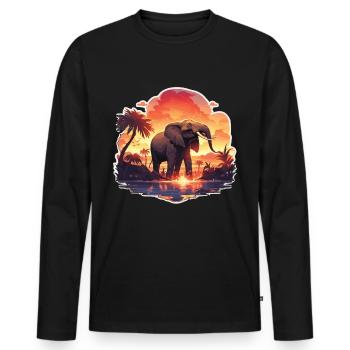 Elephant, Elephant, Pachyderm, Animal, Africa, Safari - Men's Premium Organic Long Sleeve Shirt - black - Front - Nico (187cm)