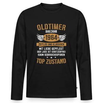 60. Geburtstag Mann Frau Geburtstagsgeschenk 1964 - Männer Premium Bio Langarmshirt - Schwarz - Vorne - Nico (187cm)