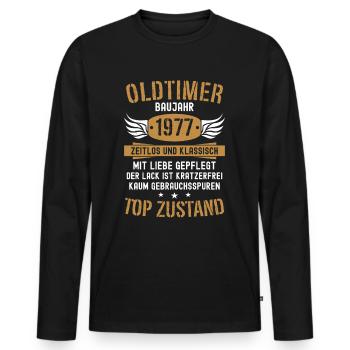 47. Geburtstag Mann Frau Geburtstagsgeschenk 1977 - Männer Premium Bio Langarmshirt - Schwarz - Vorne - Nico (187cm)