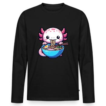 Nouilles Axolotl Ramen Amphibian Kawaii Anime - T-shirt manches longues Premium bio Homme - noir - Devant - Nico (187cm)