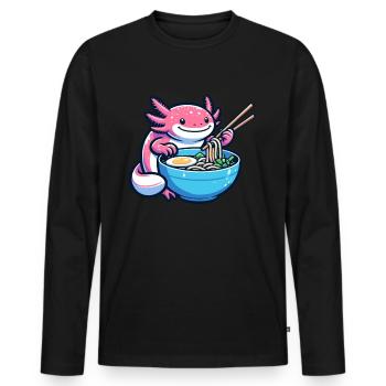 Nouilles Axolotl Ramen Amphibian Kawaii Anime - T-shirt manches longues Premium bio Homme - noir - Devant - Nico (187cm)