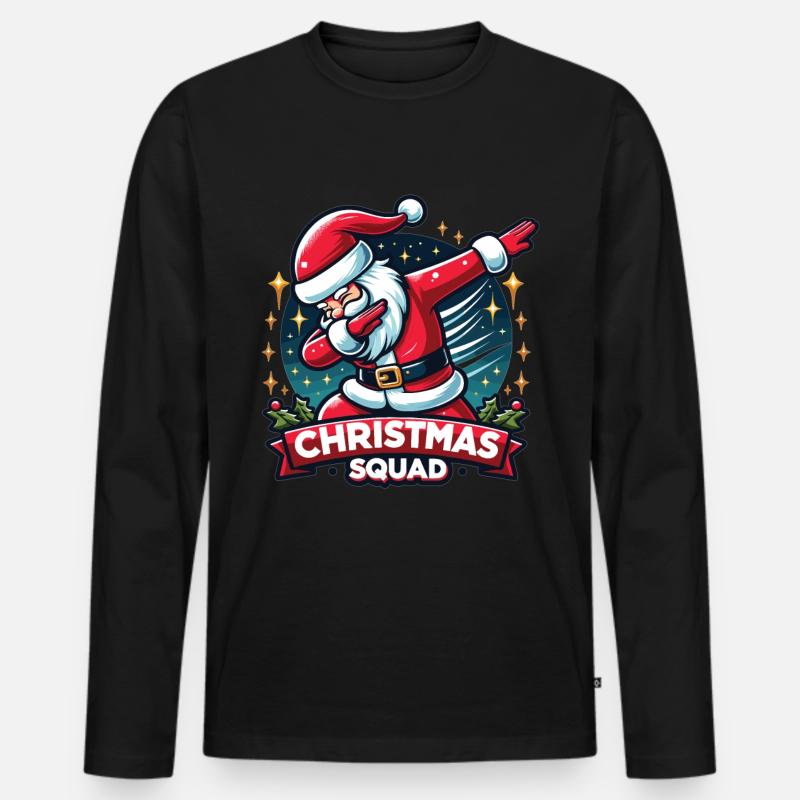 Christmas Squad - Männer Premium Bio Langarmshirt - Schwarz