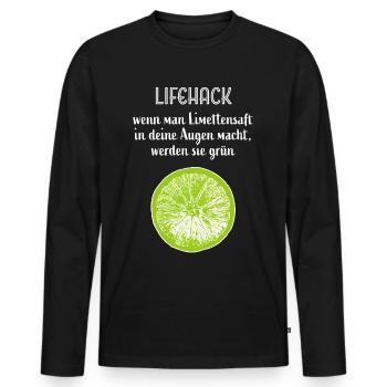 Limette Limetten tropische Früchte Sommerfrucht - Männer Premium Bio Langarmshirt - Schwarz - Vorne - Nico (187cm)