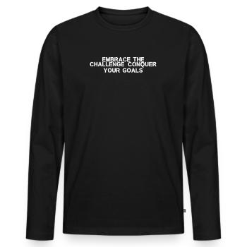 Fitness - Relevez le défi, conquérez votre - T-shirt manches longues Premium bio Homme - noir - Devant - Nico (187cm)