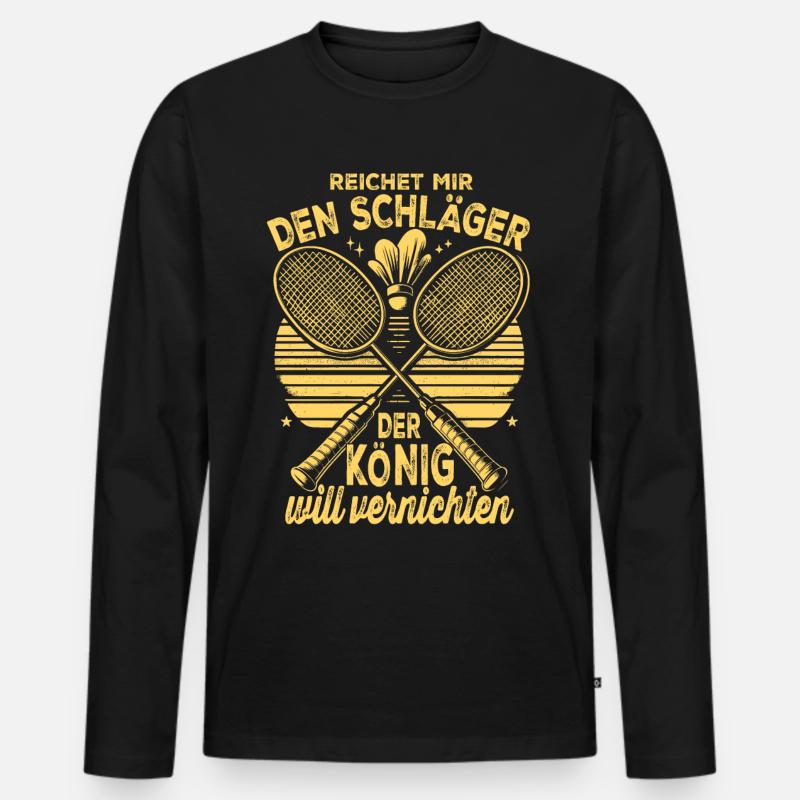 Badminton Geschenk Sprüche Lustig - Männer Premium Bio Langarmshirt - Schwarz