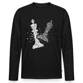 Échecs, Tournoi d’échecs, Joueur d’échecs, Pièces d’échecs - T-shirt manches longues Premium bio Homme - noir - Devant - Nico (187cm)