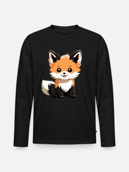 Renard mignon - T-shirt manches longues Premium bio Homme - noir