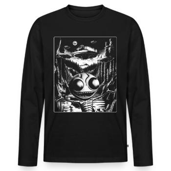 Invasion Meme Retro Alien UFO Selfie - Men's Premium Organic Long Sleeve Shirt - black - Front - Nico (187cm)