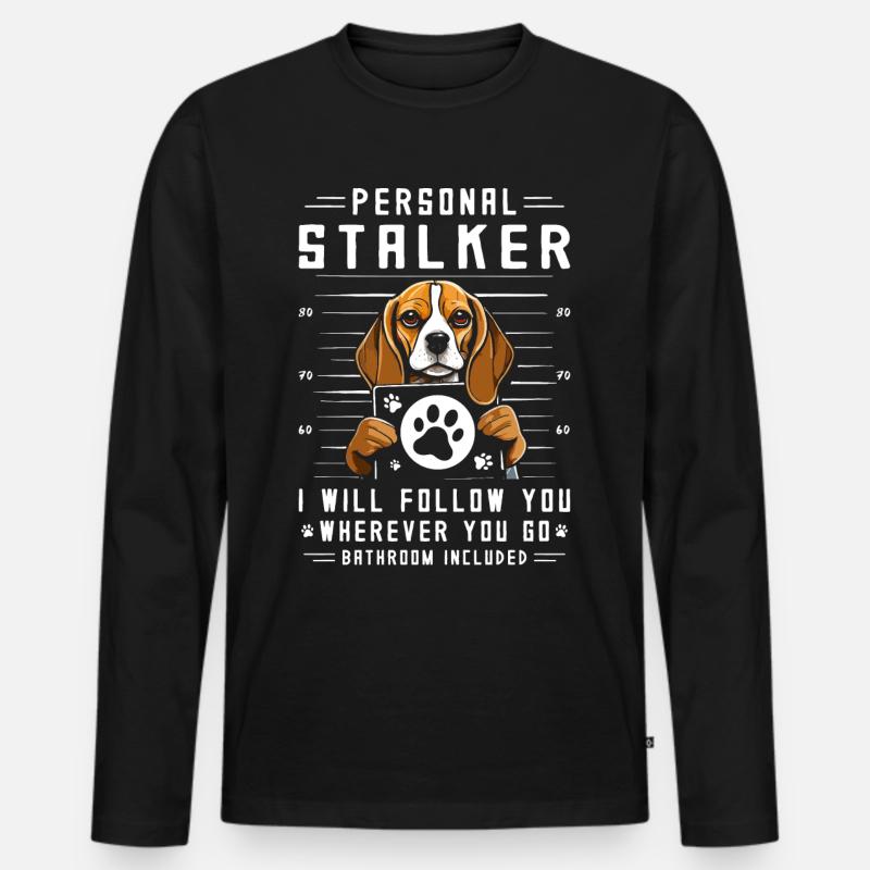 Personal Stalker Beagle - Männer Premium Bio Langarmshirt - Schwarz