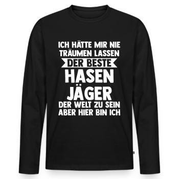Hasenjäger Hasenjagd Kaninchenjagd Jäger - Männer Premium Bio Langarmshirt - Schwarz - Vorne - Nico (187cm)