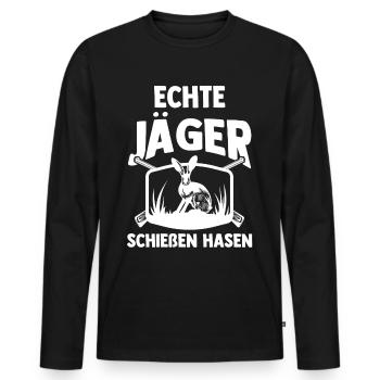 Hasenjäger Hasenjagd Kaninchenjagd Jäger - Männer Premium Bio Langarmshirt - Schwarz - Vorne - Nico (187cm)