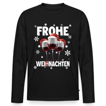 Frohe WEINACHTEN Wein - Männer Premium Bio Langarmshirt - Schwarz - Vorne - Nico (187cm)