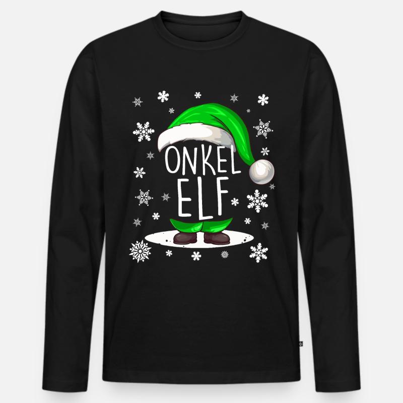 Onkel Elf - Männer Premium Bio Langarmshirt - Schwarz