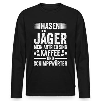 Kaffee Hasenjäger Hasenjagd Kaninchenjagd Jäger - Männer Premium Bio Langarmshirt - Schwarz - Vorne - Nico (187cm)