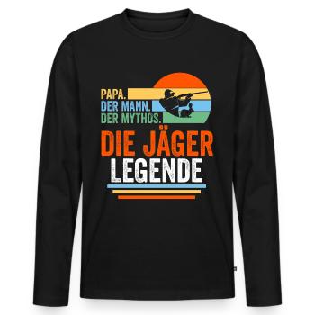 Papa Vater Hasenjäger Hasenjagd Kaninchenjagd Jäge - Männer Premium Bio Langarmshirt - Schwarz - Vorne - Nico (187cm)