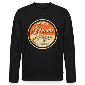 Hasenjäger Hasenjagd Kaninchenjagd Jäger - Männer Premium Bio Langarmshirt - Schwarz - Vorne - Nico (187cm)