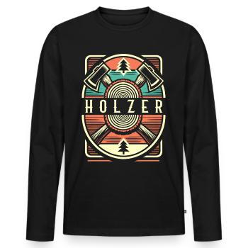 Holz Holzfäller Forstwirtschaft Geschenk - Männer Premium Bio Langarmshirt - Schwarz - Vorne - Nico (187cm)