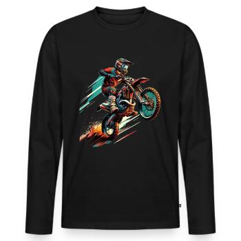 Motocross Motorcycle Motocross Rider Motocross - Men's Premium Organic Long Sleeve Shirt - black - Front - Nico (187cm)