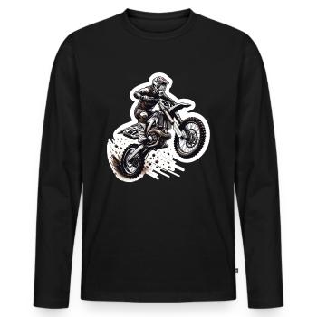 Motocross Motorcycle Motocross Rider Motocross - Men's Premium Organic Long Sleeve Shirt - black - Front - Nico (187cm)