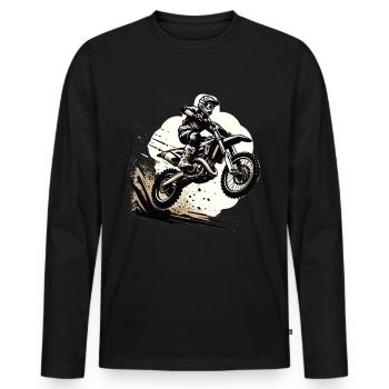Motocross Motorcycle Motocross Rider Motocross - Men's Premium Organic Long Sleeve Shirt - black - Front - Nico (187cm)
